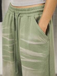 COUREZ 低腰超宽松水洗慢跑裤 / Y2K 秋季女装街头复古阔腿裤 - 綠色 - 查看 6