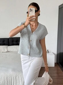 Siren Gaze Women's Romantic Fashion Button Sleeveless Knit Vest In Fall/Winter Casual