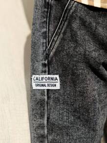 Cozy Pixies 男婴装饰编织松紧腰侧袋休闲牛仔裤 - 黑色 - 查看 6