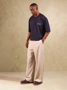 SUMWON 阿马尔菲夏季系列海滩休闲超大短款 T 恤意大利里维埃拉度假休闲装短袖 T 恤 - 藏蓝色 - 查看 5