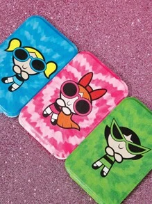 THE POWERPUFF GIRLS X SHEIN 1 件可爱花朵、泡泡、毛茛图案 PU 皮革材质可折叠高清便携式镜子，可独立支撑和手持，轻巧紧凑，方便检查化妆细节，适合旅行和通勤，适合男女，心形、泡泡、花朵、毛茛 - 彩色 - 查看 3