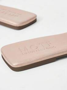 MOTF WOMEN'S FASHION CASUAL WOVEN EMBOSSED MULE SLIP-ON FLAT SANDALS FOR CHRISTMAS - Gold - View 5