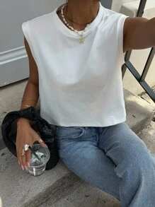 Siren Gaze Solid Tank Top White Summer Casual White