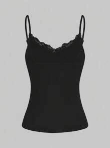 SHEIN Essnce 3 件套夏季蕾丝拼布吊带背心 - 淺灰色 - 查看 4