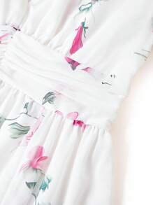 Ellevyn Vestido maxi elegante de mujer de gasa floral con estampado, blanco, para el verano