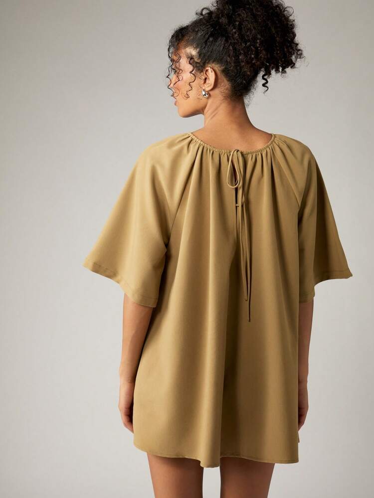 Draped A Line Mini Dress With Raglan Sleeves