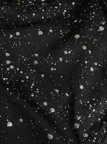 Chiquease Women Simple Round Neck Mesh Contrast Casual Blouse - Black - View 6