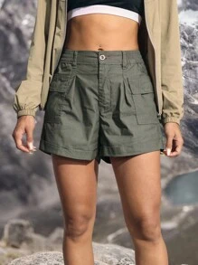 Flexra Women's Cargo Pocket Loose Casual Denim Shorts Outdoor Pants For Hiking Sun Protection Lightweight Quick Dry