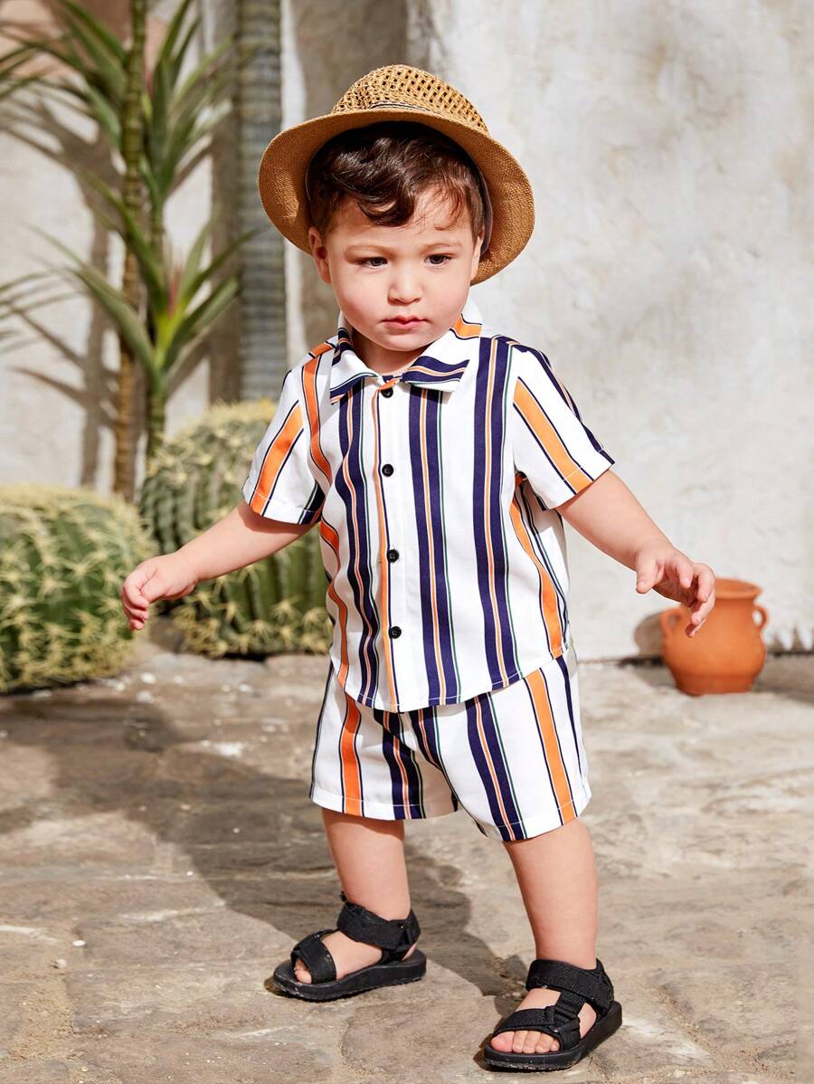 Baby Boy Vertical Striped Shirt & Shorts