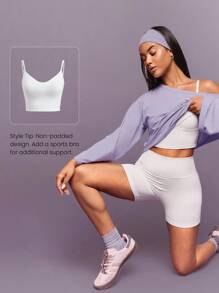 GLOWMODE Washed Pima Cotton Glow And Go Soft Breathable Curled Hem Cuffs Pockets Cropped Length Long-Sleeve Top Daily Casual Wear - Mauve Purple - View 6