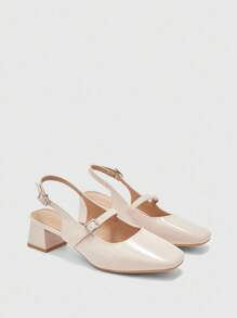 CUCCOO BIZCHIC Women's Simple Mary Jane Platform High Heel Shoes, Suitable For Halloween - Beige - View 6