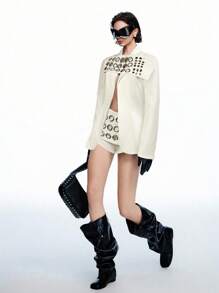 LYSMO White Eyelet Studded Suit Set - Spring/Summer - Party/Y2K In Fall/Winter - White - View 4
