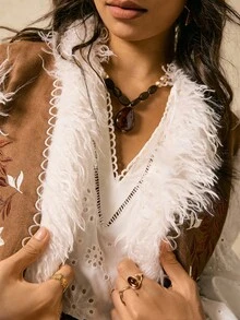 Easelle Abrigos sin mangas de mujer con bordados vintage casuales