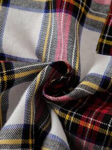 SHEIN 女婴优雅格子彼得潘领连体衣，秋季格子婴儿连体衣红色格子婴儿套装 - 彩色 - 查看 5