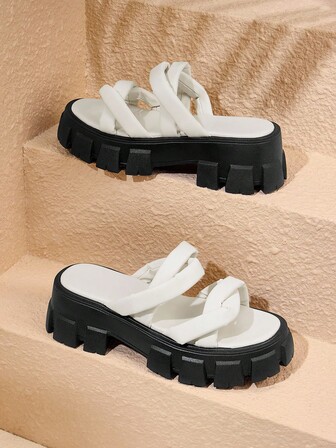 HighSole Sandales à plateforme pour femmes, talon compensé à semelle épaisse, Glissant, mode polyvalente haut de gamme, surélevées pour l'été