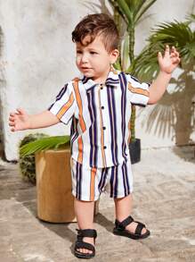 Baby Boy Vertical Striped Shirt & Shorts