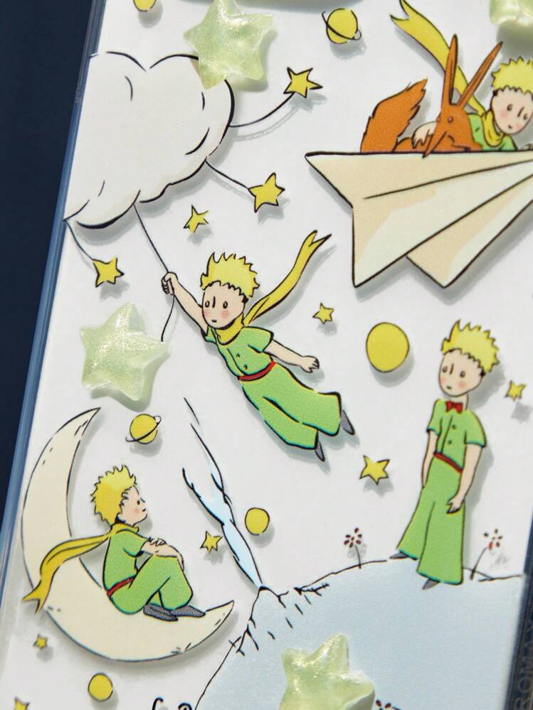 LE PETIT PRINCE X SHEIN 时尚趣味手机壳，印花保护套设计，立体星星点缀，适用于 11 - 17 Pro Max、月亮和星星 - 無色 - 查看 6