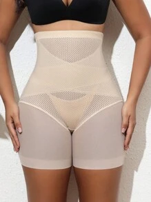 SHEIN Women's Fashionable & Comfortable Lace Patchwork Shapewear Bottom - Apricot - View 6