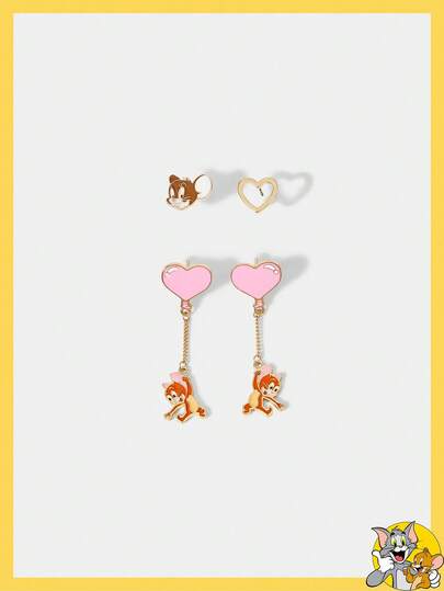 TOM & JERRY X SHEIN Cute Cartoon Mouse Pendant Earrings