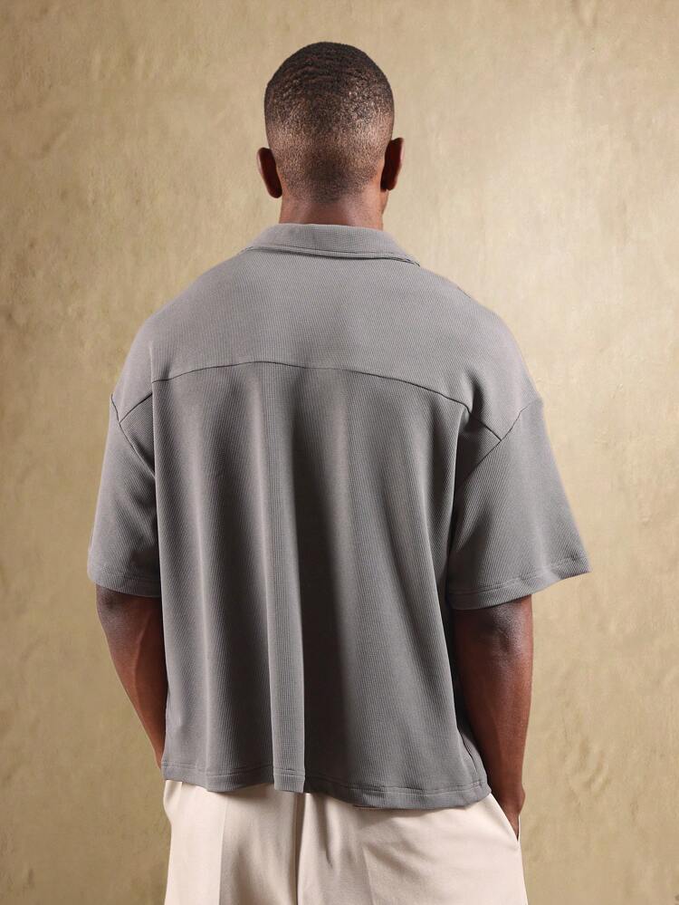 Waffle Textured Resort Polo With Collared Neckline