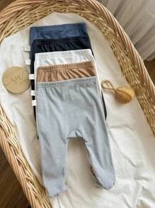 5 cái/gói quần legging cạp chun màu trơn cổ điển dễ thương cho bé trai và bé gái sơ sinh - Nhiều màu - Xem 9