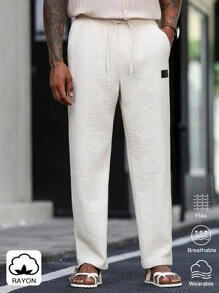 Manfinity Homme Men's Casual Solid Color Tapered Pants - Apricot - View 1
