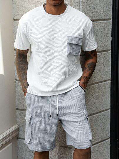 Manfinity CasualCool 时尚夏季男士 T 恤和短裤套装，采用舒适面料和现代设计，两件套夏季服装男士休闲两件套男士男士夏季运动服男士夏季服装，舒适服装