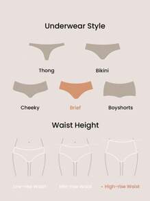 LUVLETTE 3件組輕盈棉質基本款高腰內褲女款內衣套裝－全裸色，亦適合青少年女孩與年輕女性 - 杏色 - 查看 10