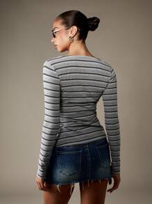 MISSGUIDED Long Sleeve Button Front Ribbed Cardigan V Neck Fitted Cropped Knit Sweater Fall Winter Lightweight Layering Top Retro Y2K Style - Multicolor - View 2