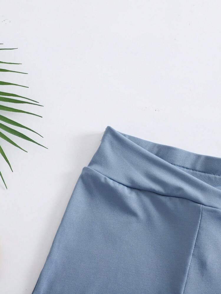 Bộ 2 quần short và quần legging dệt kim cạp cao màu đen và xám cho bé gái tuổi teen, Xuân/Hè - Nhiều màu - Xem 3