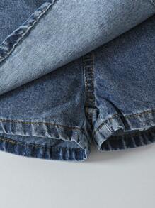 女童衬衫套装 2 件套 女童粉色荷叶边衬衫和牛仔裙套装，长袖上衣，不对称下摆，春季时尚装扮 女童格纹裙套装 粉色和蓝色套装 女童两件套牛仔裙套装 女童服装 荷叶边上衣 粉色格纹上衣和牛仔裙套装 - 粉色 - 查看 8