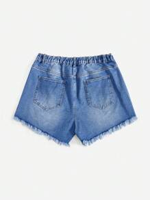 SHEIN EZwear Plus Size Denim Shorts, Fashionable For Autumn