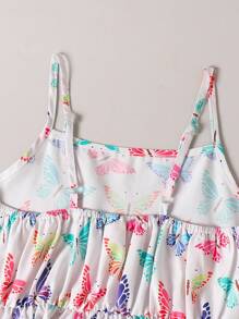 2件套女童（加大码）彩色蝴蝶和纯紫色连衣裙