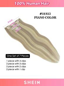 Clip In Hair Extensions Real Human Hair 70g 7pcs Human Hair Clip In Extensions Straight Real Hair Extensions Clip In Human Hair Halloween Costumes - S18/613 - View 2