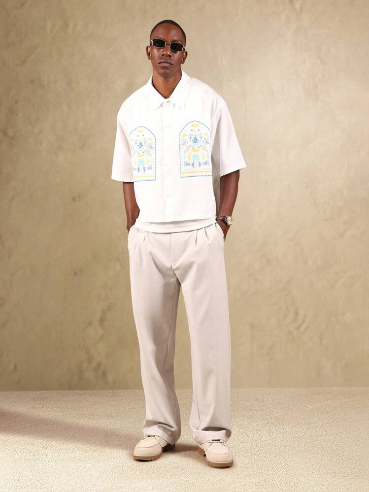 SUMWON Windowpane Embroidered Casual Oversized Summer Resort