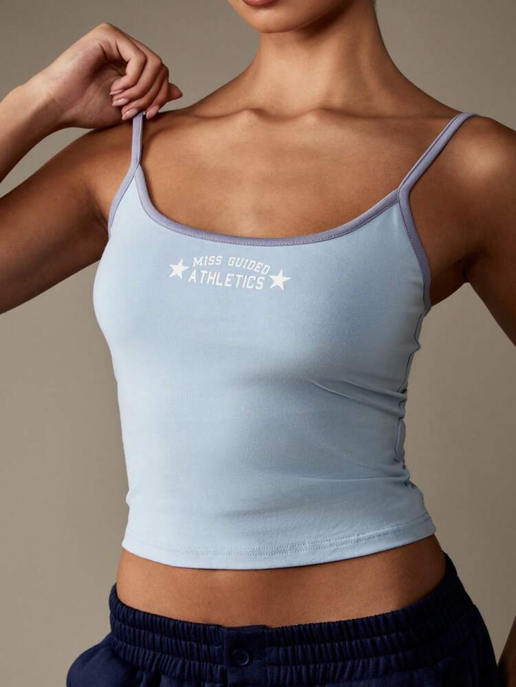 MISSGUIDED Varsity Athletics Crop Tank With Adjustable Straps