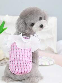 PETSIN 粉色休闲宠物连衣裙，适合春夏季 - 粉色 - 查看 10