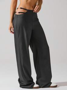 Fluxe Women's Solid Color Hollow Out Low Waist Casual Pants