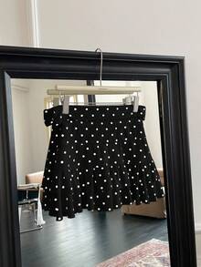 Comfortcana Women's Casual Black Polka Dot Mini Skirt, Summer - Black - View 4