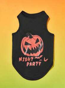 PETSIN Áo ba lỗ cho chó mèo cưng 1 mảnh phong cách Halloween họa tiết bí ngô đen cười thoáng khí nhẹ, dành cho tiệc Halloween - Nhiều màu - Xem 5