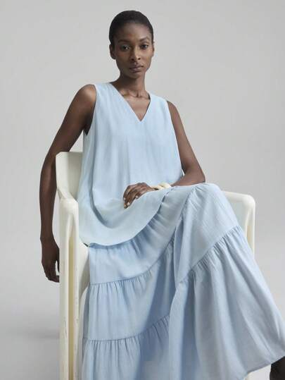 Ontre Women's Linen Blend Ruched Dress, Beach Holiday Outfit, Boho Vacation Island Dress, Music Festival, Halloween, Christmas Party, Elegant Country Concert Dress