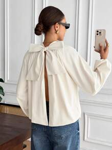 Serisse 女士优雅灯笼袖系带开衩衬衫女士休闲套装，秋季女装，返校装，乡村音乐会，商务休闲女装，女士教师装，女士约会之夜，女士生日，女士早午餐，西方女装，商务休闲女装