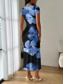 Modelyn 夏季甜心领口美人鱼荷叶边下摆紧身连衣裙 - 彩色 - 查看 2