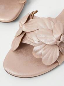 MOTF WOMEN'S FASHION CASUAL WOVEN EMBOSSED MULE SLIP-ON FLAT SANDALS FOR CHRISTMAS - Gold - View 4