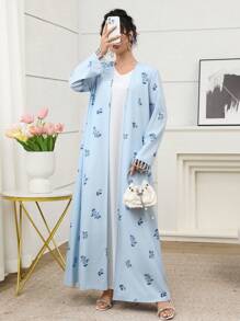 Yasmyna Women's Floral Print Casual Abaya Blue Floral