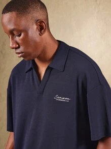 SUMWON 基本款华夫格纹理度假 Polo 衫短袖领口经典夏季休闲周末户外休闲装