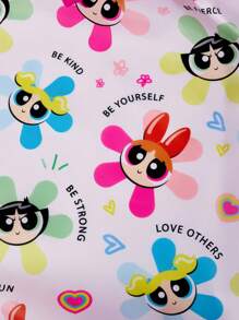 THE POWERPUFF GIRLS X SHEIN 1 件卡通泡泡、花朵、毛茛图案涤纶可折叠购物袋、沙滩包、手提袋，附带小袋和串珠链，时尚，Y2K - 彩色 - 查看 6