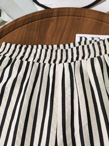 Rusticease 女士松紧腰条纹阔腿宽松休闲裤 - 彩色 - 查看 5