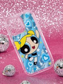 THE POWERPUFF GIRLS X SHEIN 耐用时尚的手机壳，四面加厚气囊防摔，泡泡印花保护套，适用于 11 - 17 Pro Max、Y2K - 藍色 - 查看 7