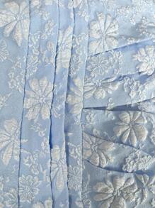 Rafferiza 优雅通勤提花拼布腰衬衫 - 藍色 - 查看 7